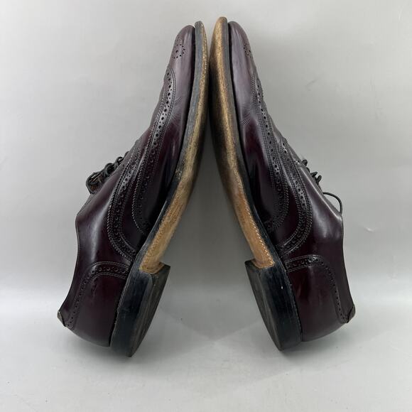 Allen Edmonds Lloyd Wingtip Oxford Men Size 14 C Burgundy Leather Brogue Shoes - Picture 6 of 11